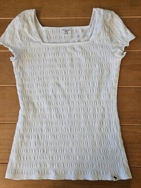 Kids Girls Abercrombie Kids White Textured Short Sleeve Shirt Size 15/16